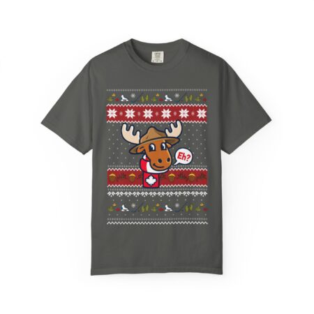 Home - Classic Festive Moose Graphic T-Shirt - Unisex Garment-Dyed Holiday Apparel